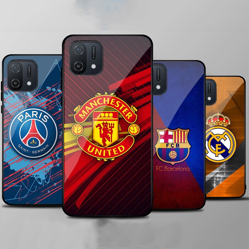 Ốp Lưng OPPO A16K mặt kính cường lực cao cấp In hình Câu Lạc Bộ Bóng Đá
