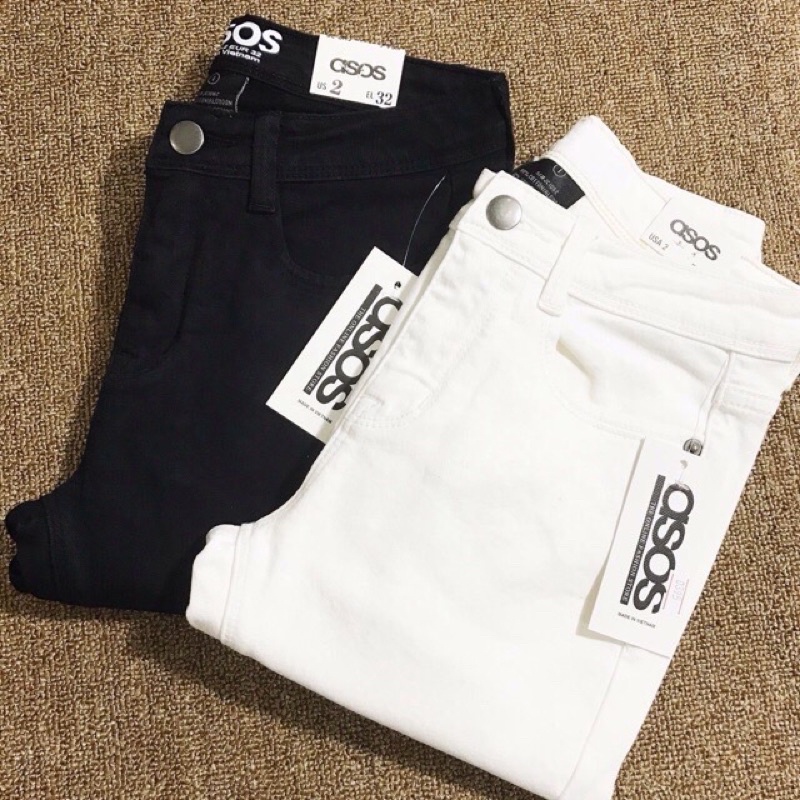 Quần jean trắng đen skinny asos 9 tấc