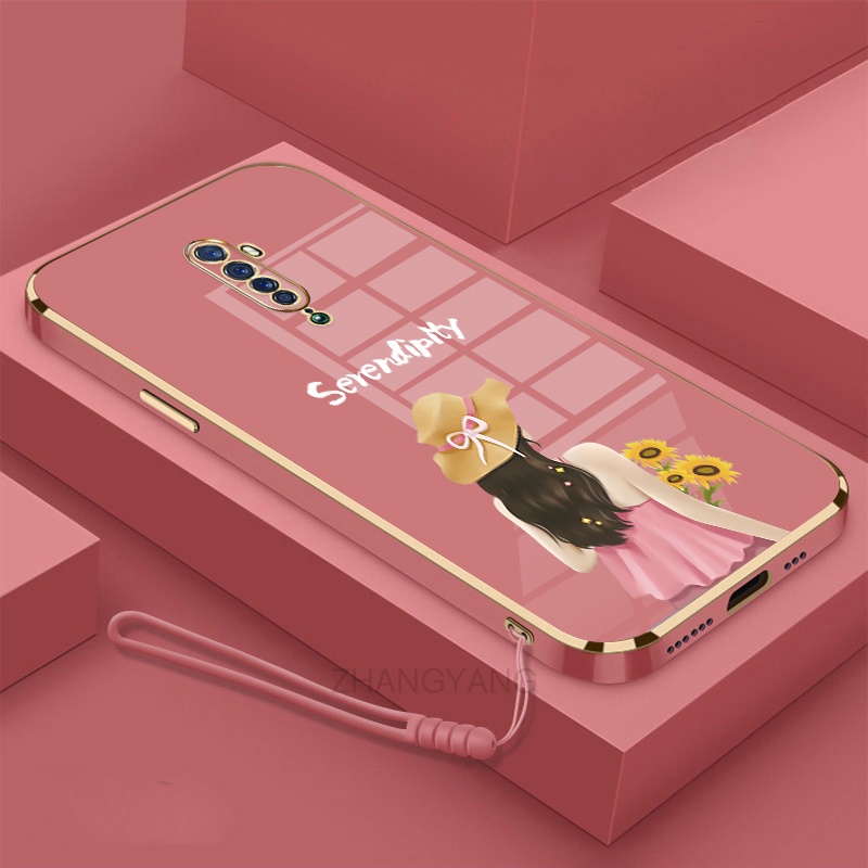 ốp lưng oppo reno2 f reno 2z reno 2 reno Ốp Điện Thoại TPU Silicon Viền Mạ Màu Hình Cô Gái Xinh Đẹp Cho oppo reno2 f reno 2z reno 2 reno