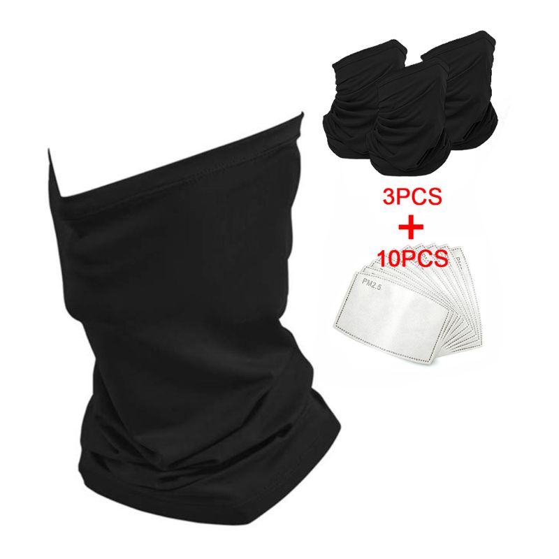 Set 3 Khẩu Trang Che Mặt Và Cổ Kèm 10 Tấm Lọc PM2 5 Bảo Vệ Chống Nắng Khi Đạp Xe