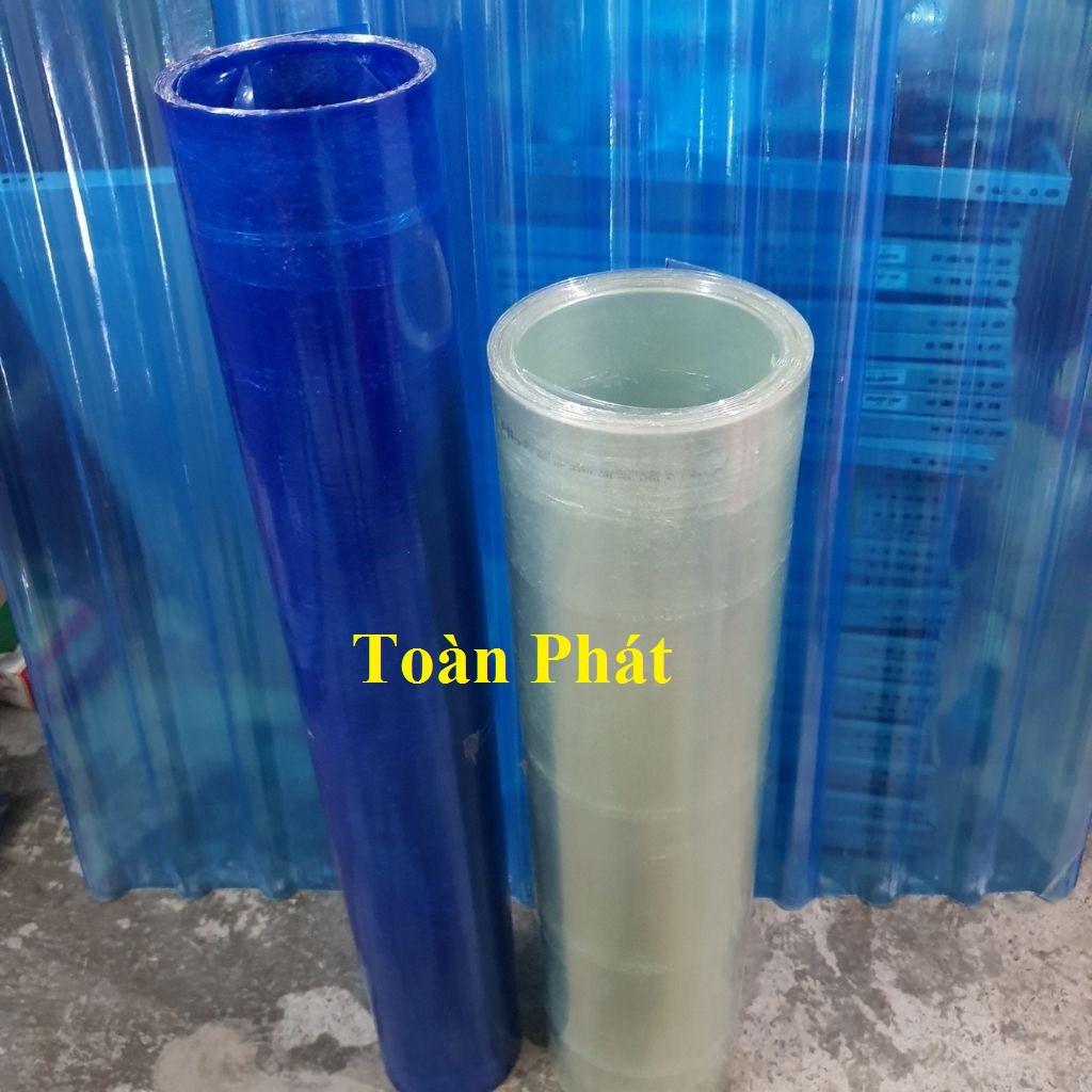 Tôn nhựa phẳng lấy ánh sáng  màu xanh, trắng