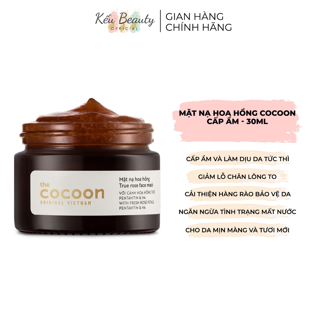 Mặt nạ hoa hồng Cocoon True Rose Face Mask cấp ẩm làm mềm da 30ml