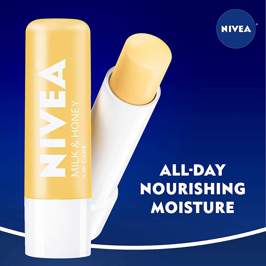 Son dưỡng giữ ẩm môi hương sữa &amp; mật ong NIVEA Milk &amp; Honey Lip Care  4,8g (Mỹ)