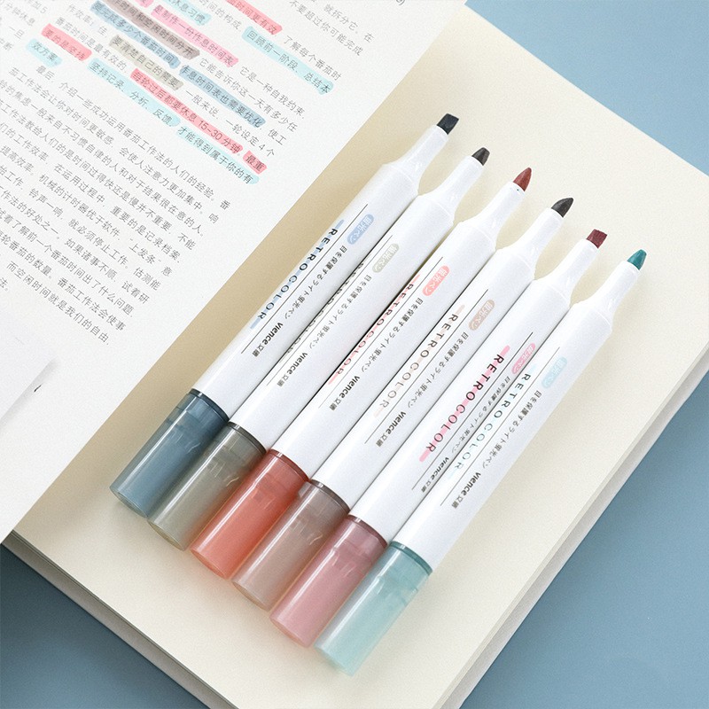 Bút Dạ Quang 6 Màu , Bút highlight , Bút nhớ Xinh Xắn Tiện Lợi , Bút Đánh Dấu Màu Pastel