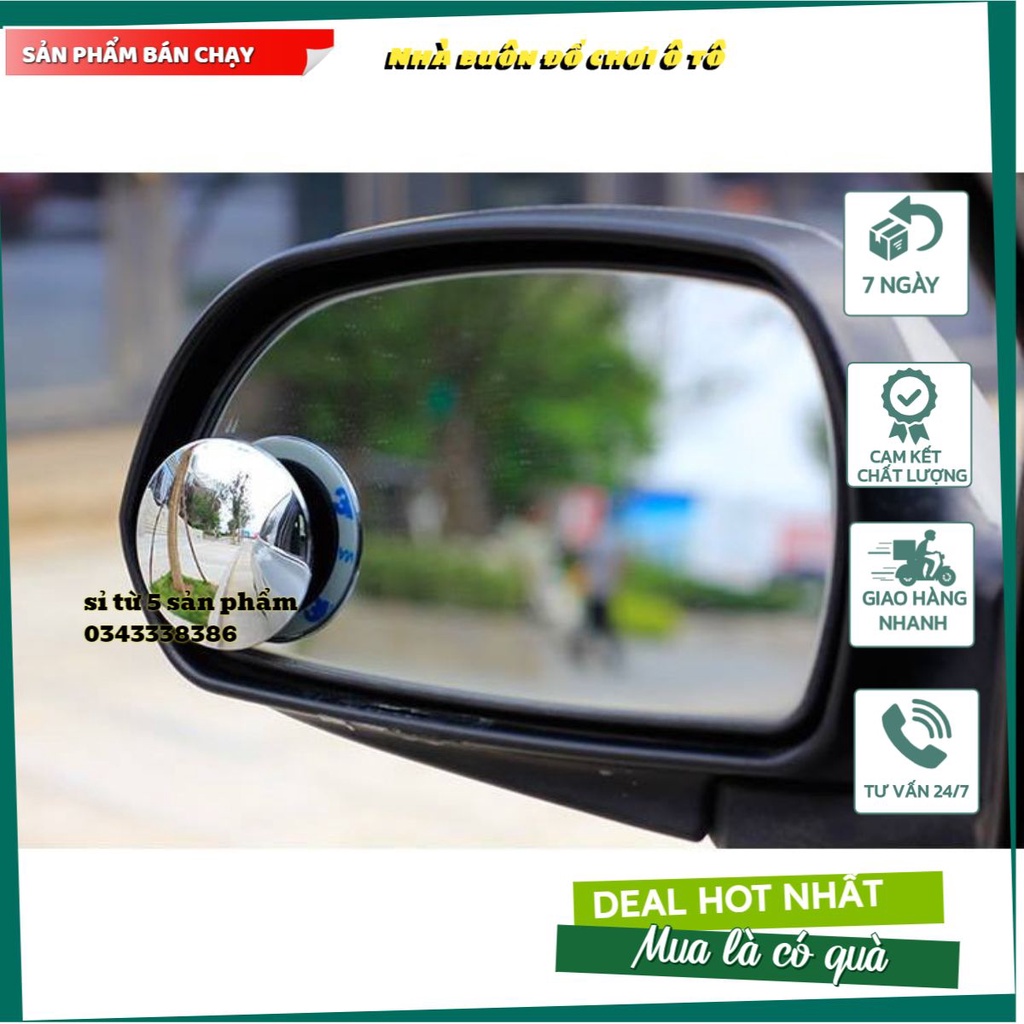 Bộ 2 gương cầu lồi gắn kính chiếu hậu xóa điểm mù cho xe hơi ô tô