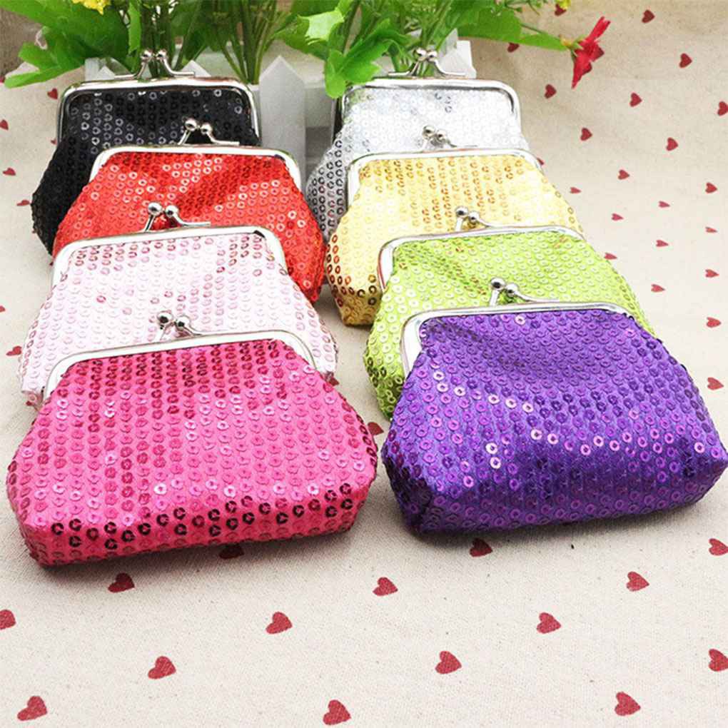 Womens Small Sequin Wallet Card Holder Coin Purse Clutch Handbag for Festival Gift