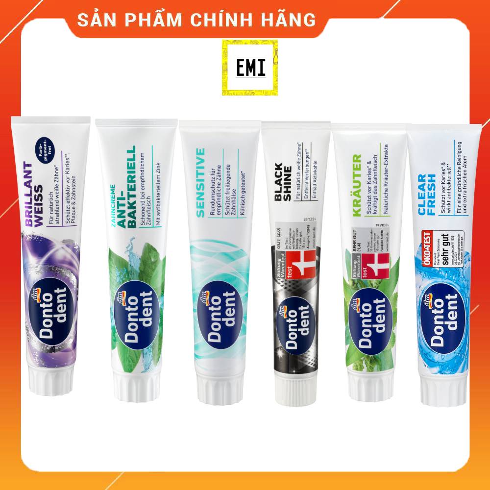 Kem đánh răng Dontodent Clear Fresh kháng khuẩn - Hàng Đức