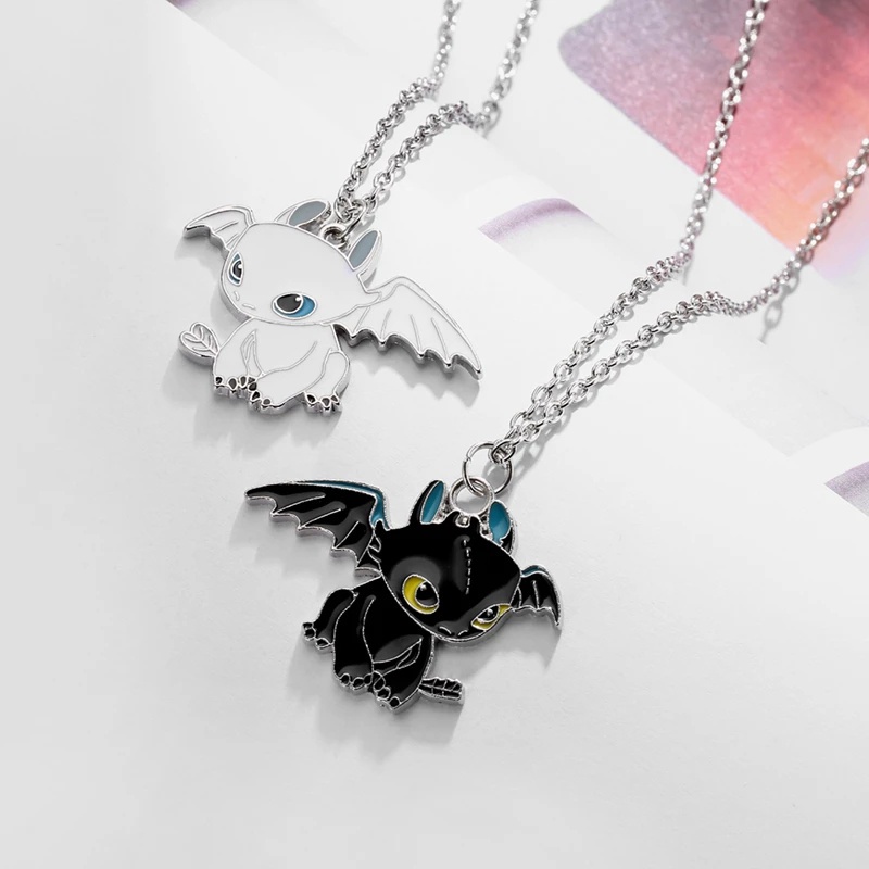 Vòng cổ Mặt Hình Rồng Bay Màu Trắng Đen Phong Cách Hip Hop Thời Trang Cho Cặp Đôi