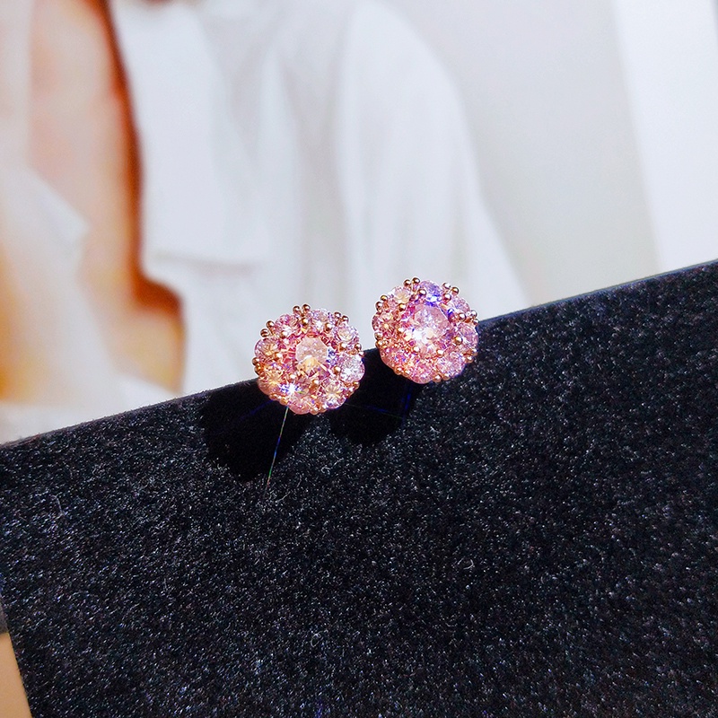 [Jiudolan] Khuyên Tai Kim Bạc Đính Đá Zircon Nhiều Màu Sắc Tinh Tế Thanh Lịch