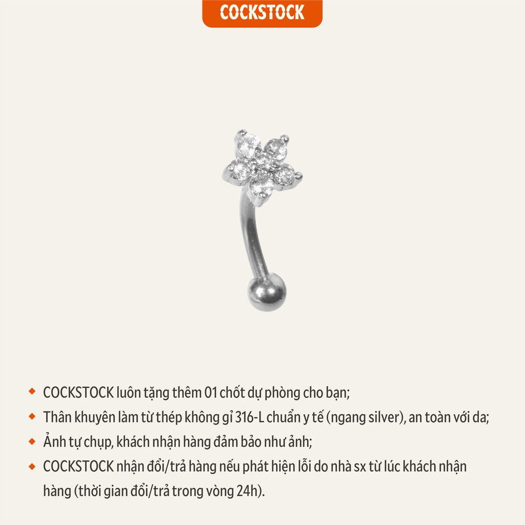 Khuyên tai Rook hoa đá CockStock