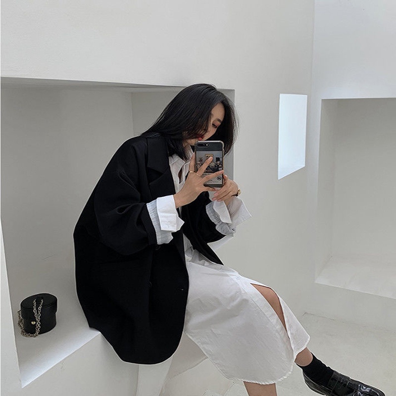 Áo khoác IELGY màu trơn dáng rộng thời trang dành cho nữ