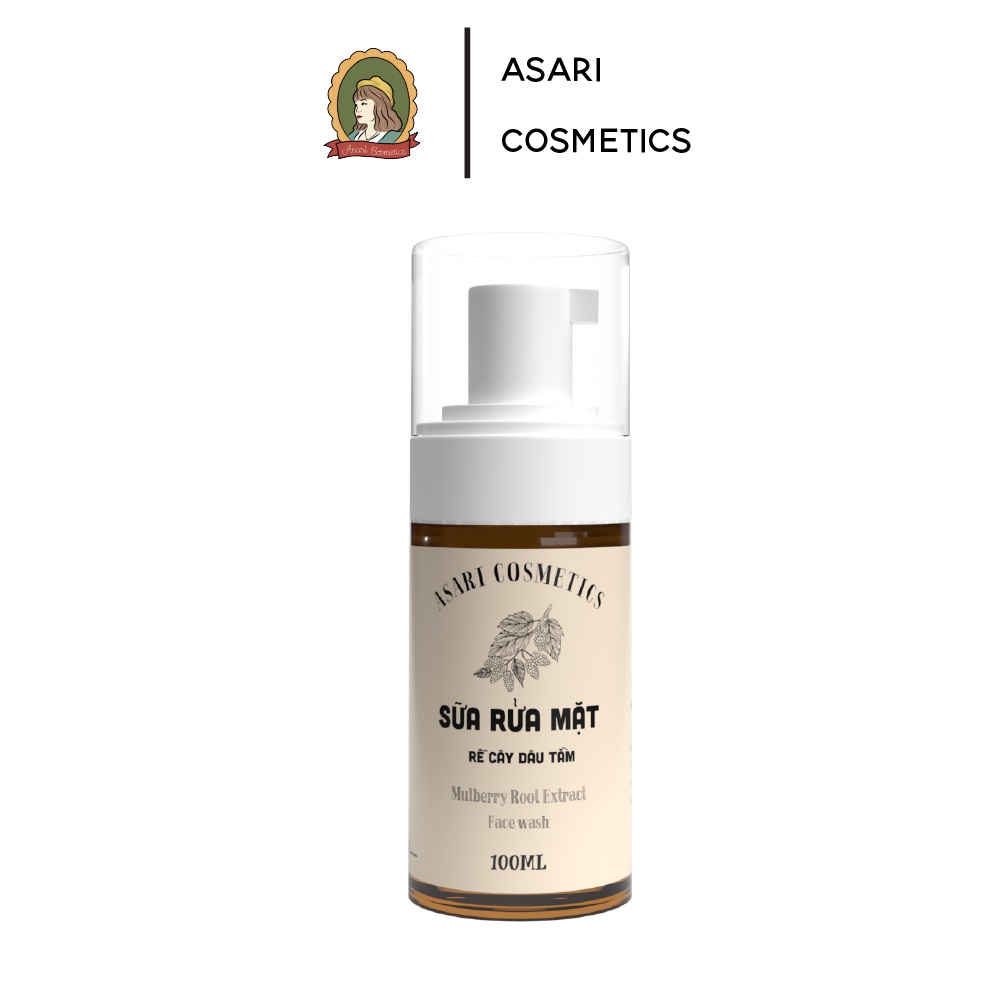 Sữa rửa mặt rễ cây dâu tằm Asari Cosmetics - chai vòi tạo bọt 100ml