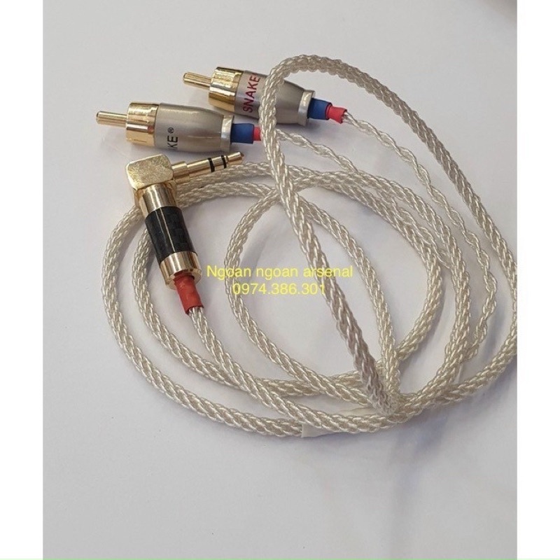 Dây 3.5 ra 2 AV (RCA) mạ bạc. Hàng thiết kế theo yêu cầu. Báo giá 1 sợi như ảnh