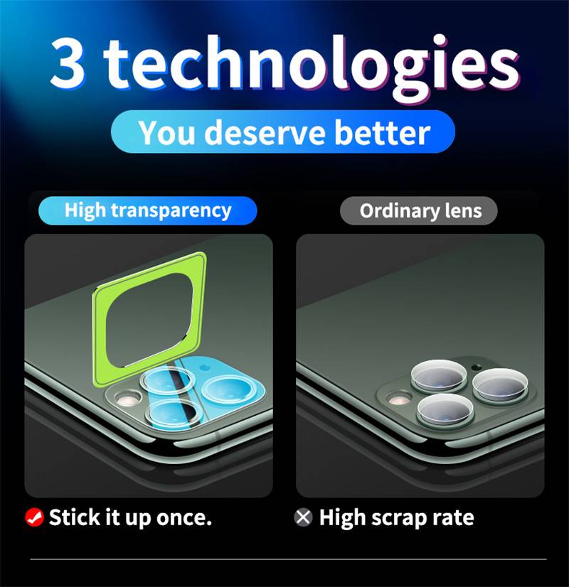 Kính cường lực bảo vệ camera sau điện thoại 9D thích hợp cho iPhone 12 11 Pro Max 6 7 8 Plus XS Max XR