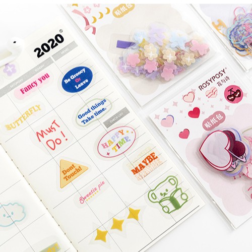 &lt;Ảnh Thật Shop Chụp&gt; Set 40 Miếng Sticker Hình Dán Xinh Xắn Trang Trí Sổ Tay Mohamm Điện Thoại Vở Khay Đựng Bút M028