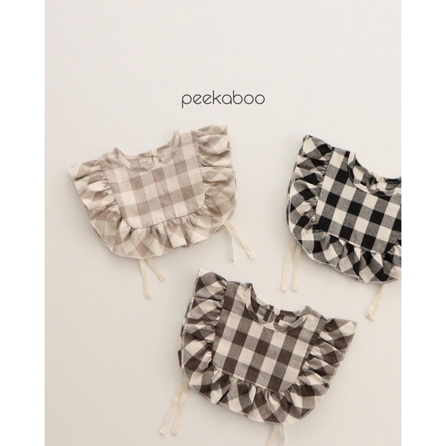 Yếm kẻ caro Mabel Peekaboo Hàn quốc cho bé gái thu đông 2022