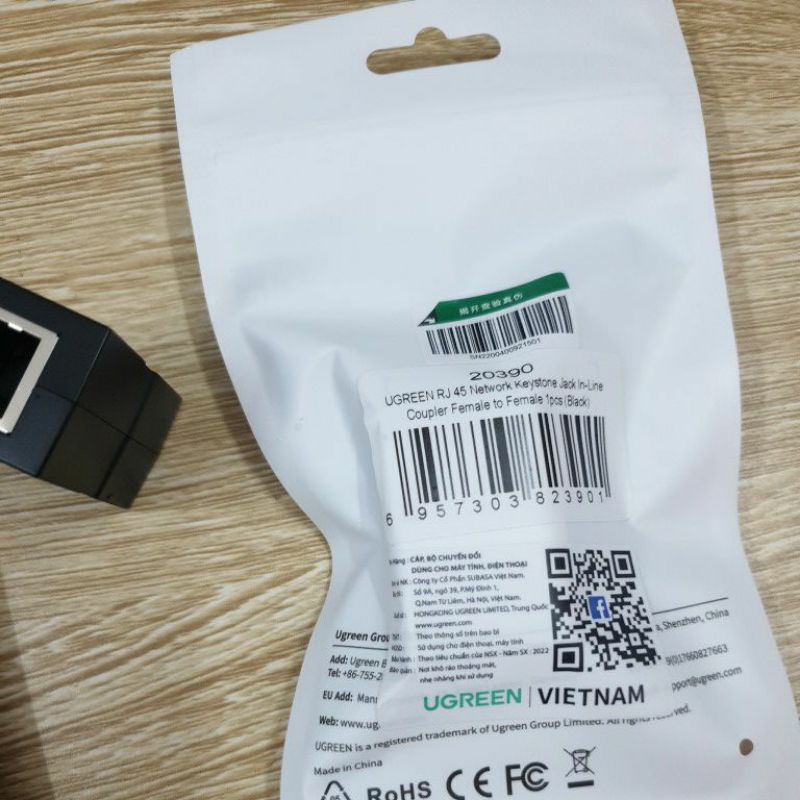 Đầu nối mạng Ugreen 20390 màu đen