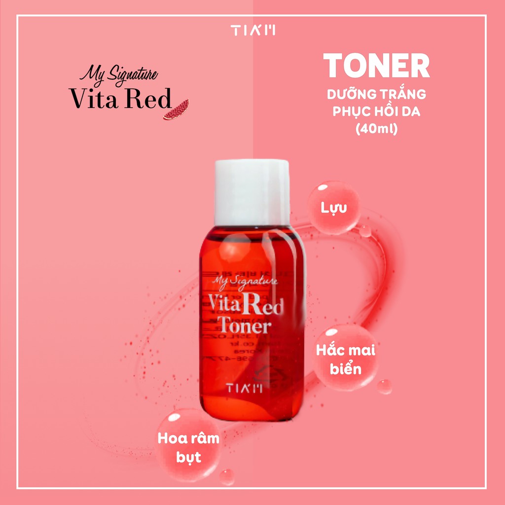 [Mini size] Nước Cân Bằng Da Làm Trắng Da Tia’m My Signature VitaRed Toner 40ml