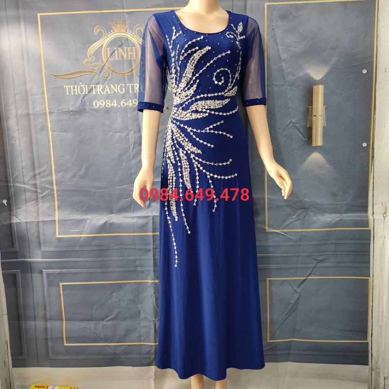 Đầm dạ hội trung niên cao cấp thêu tay mã 73