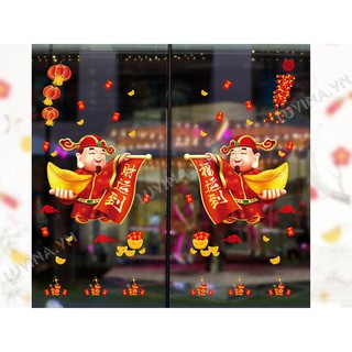 Decal trang trí tết- 2 ông thần tài