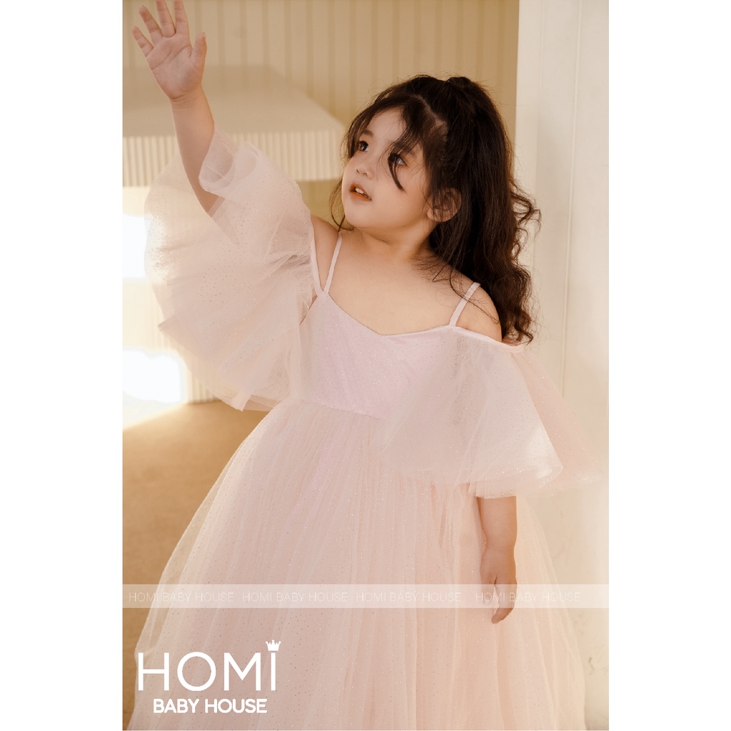 HOMI - Đầm công chúa trễ vai màu hồng cho bé