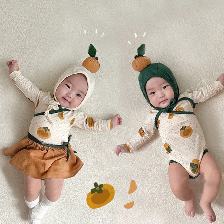 Áo Liền Quần Tam Giác In Họa Tiết Hoạt Hình Màu Bí Ngô Xinh Xắn Thời Trang Xuân Thu Cho Bé Từ 0-24 Tháng Tuổi pco0
