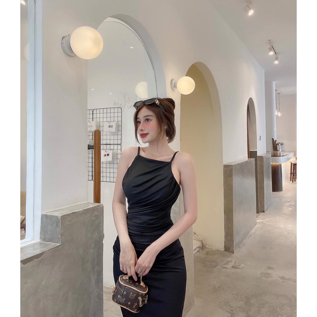 ĐẦM LỤA BODY FORM QUA GỐI NHÚN EO 2 DÂY