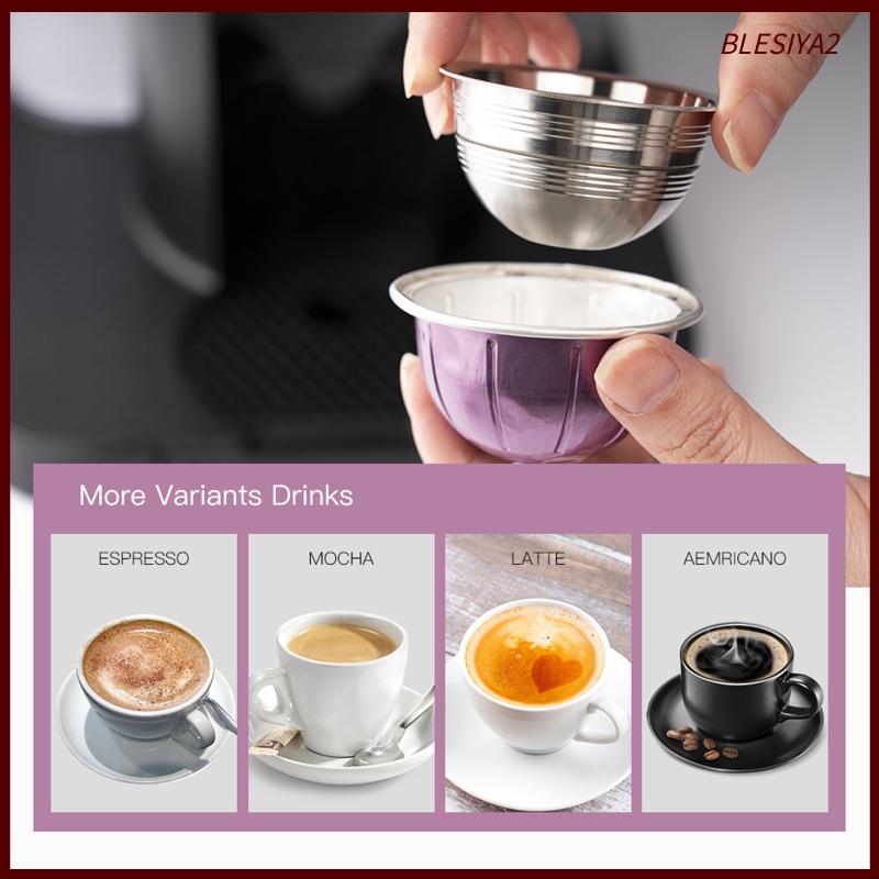 [BLESIYA2]Coffee Capsule Pod Cup w/ Lid for Vertuolline ENV135S 240ML