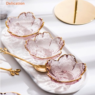 Đĩa thủy tinh nhỏ dát vàng nước sốt thủy tinh bát gia vị đĩa trái cây sala bát