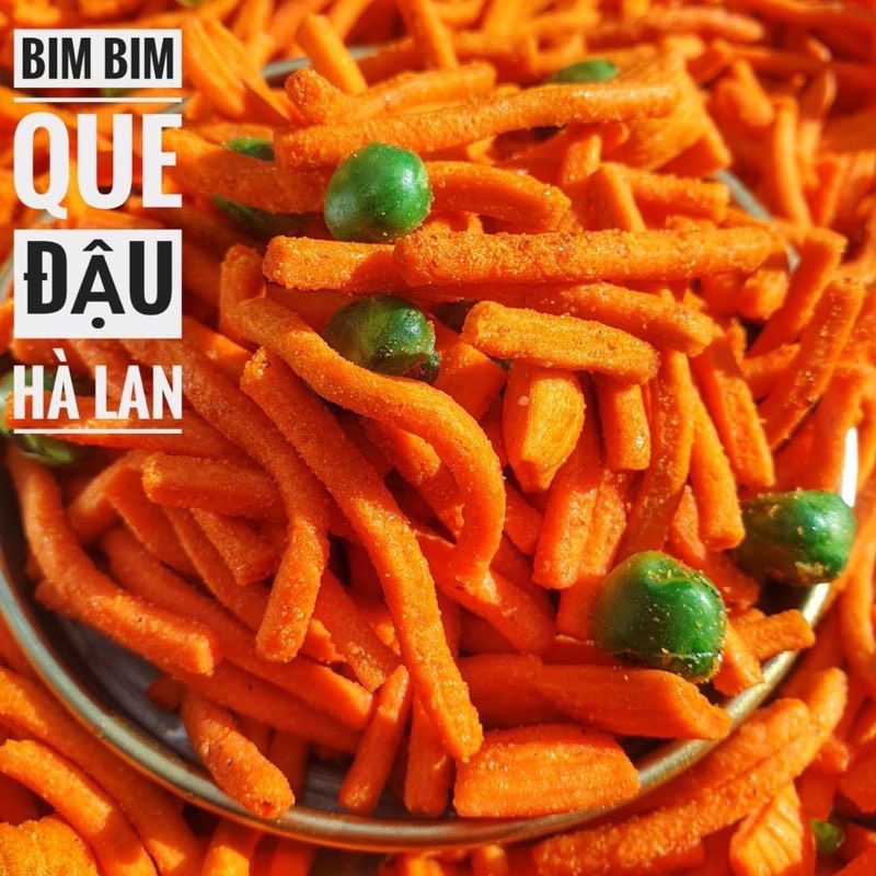 bim bim que đậu hà lan Lon 400gram