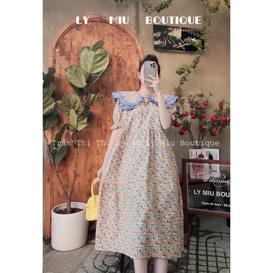 Váy Babydoll Cổ Bèo Hoa Nhí