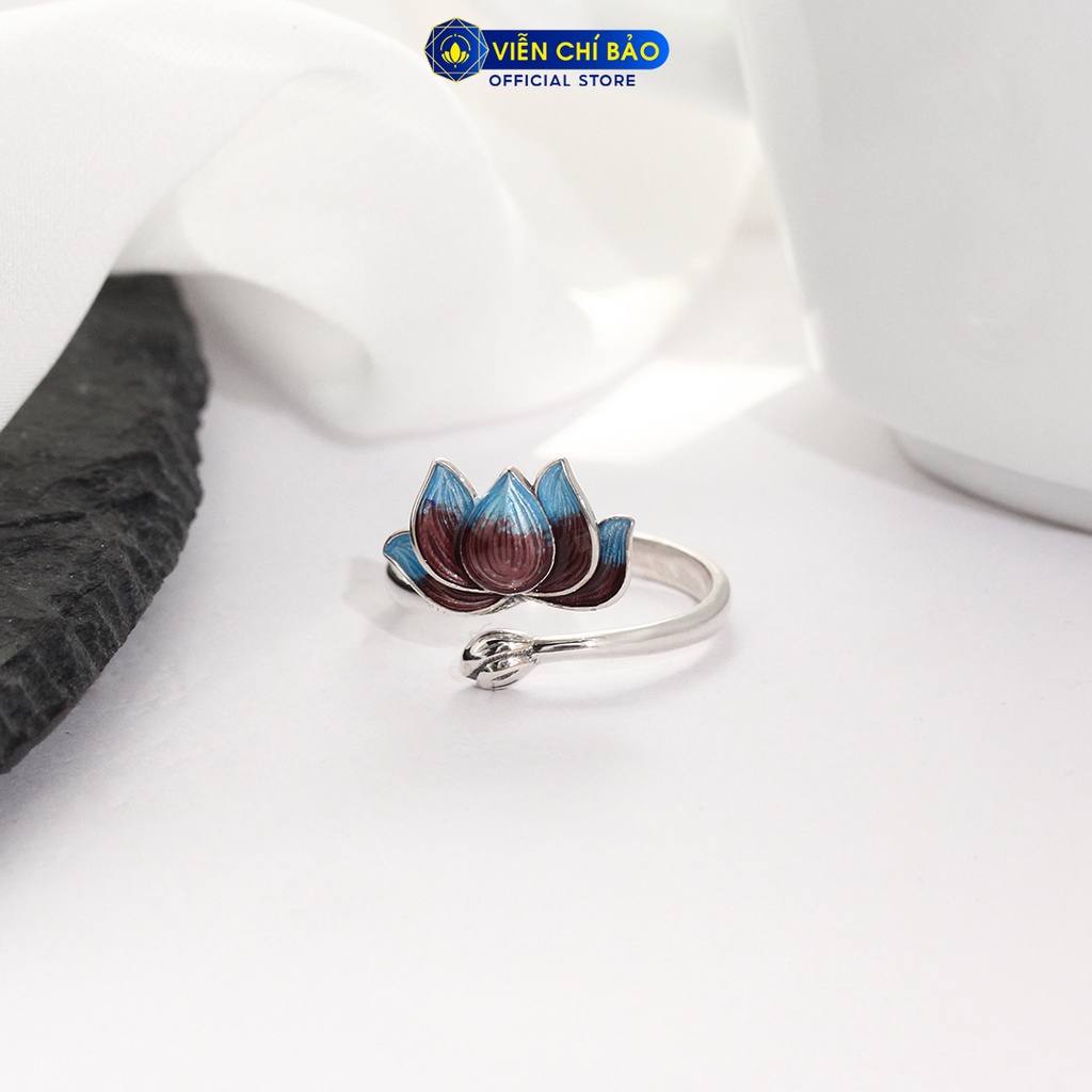 Nhẫn bạc nữ Hoa Sen Xanh chất liệu bạc Thái 925 thời trang phụ kiện trang sức nữ Viễn Chí Bảo N000503