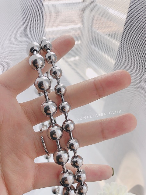 Dây chuyền bi inox không gỉ phong cách unisex