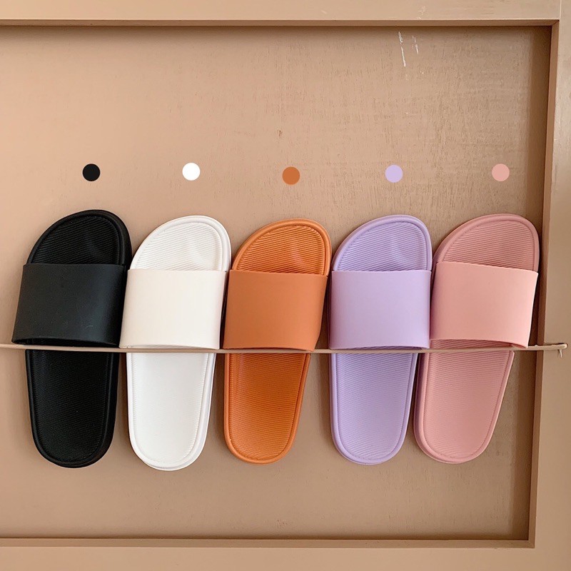 (tặng 5 vỏ bóng pastel)Dép nữ quai ngang trơn ulzzang màu pastel