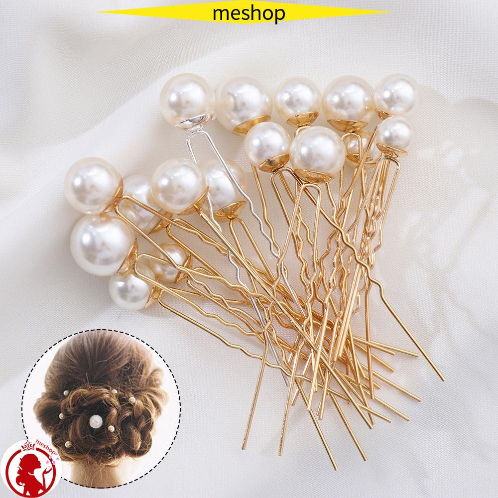 ❦Tôi❦ Set 16 Trâm Cài Chữ U Đính Ngọc Trai Tạo Kiểu Tóc Cho Cô Dâu