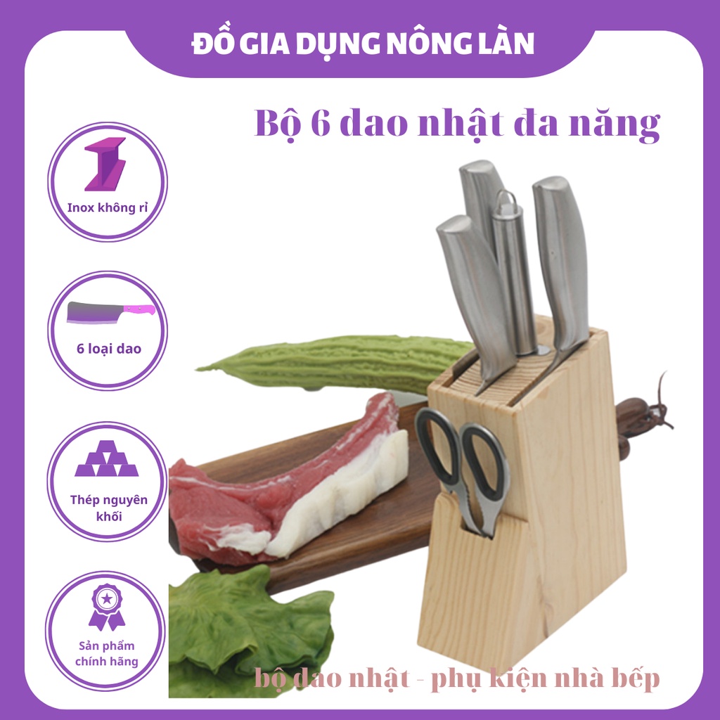 Bộ Dao Kéo 6 Món Nhật Bản Cao Cấp, Sét Dao 6 Món Thép Nhật Bản Chống Gỉ siêu rẻ