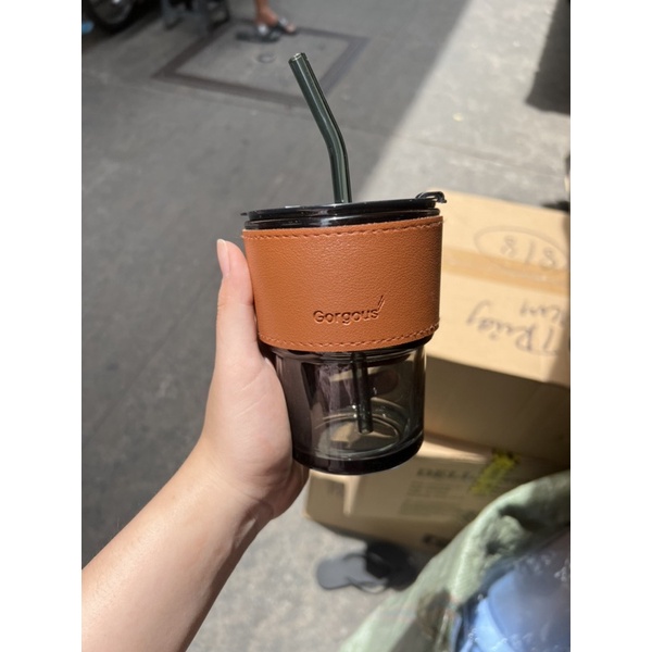 Cốc Thuỷ Tinh kèm Ống Hút 450ml