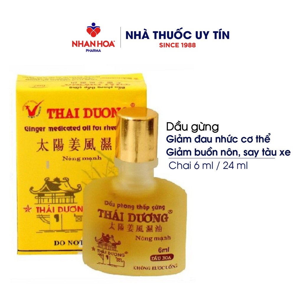 Dầu Xoa Bóp Gừng Thái Dương chai 6 ml - 24ml