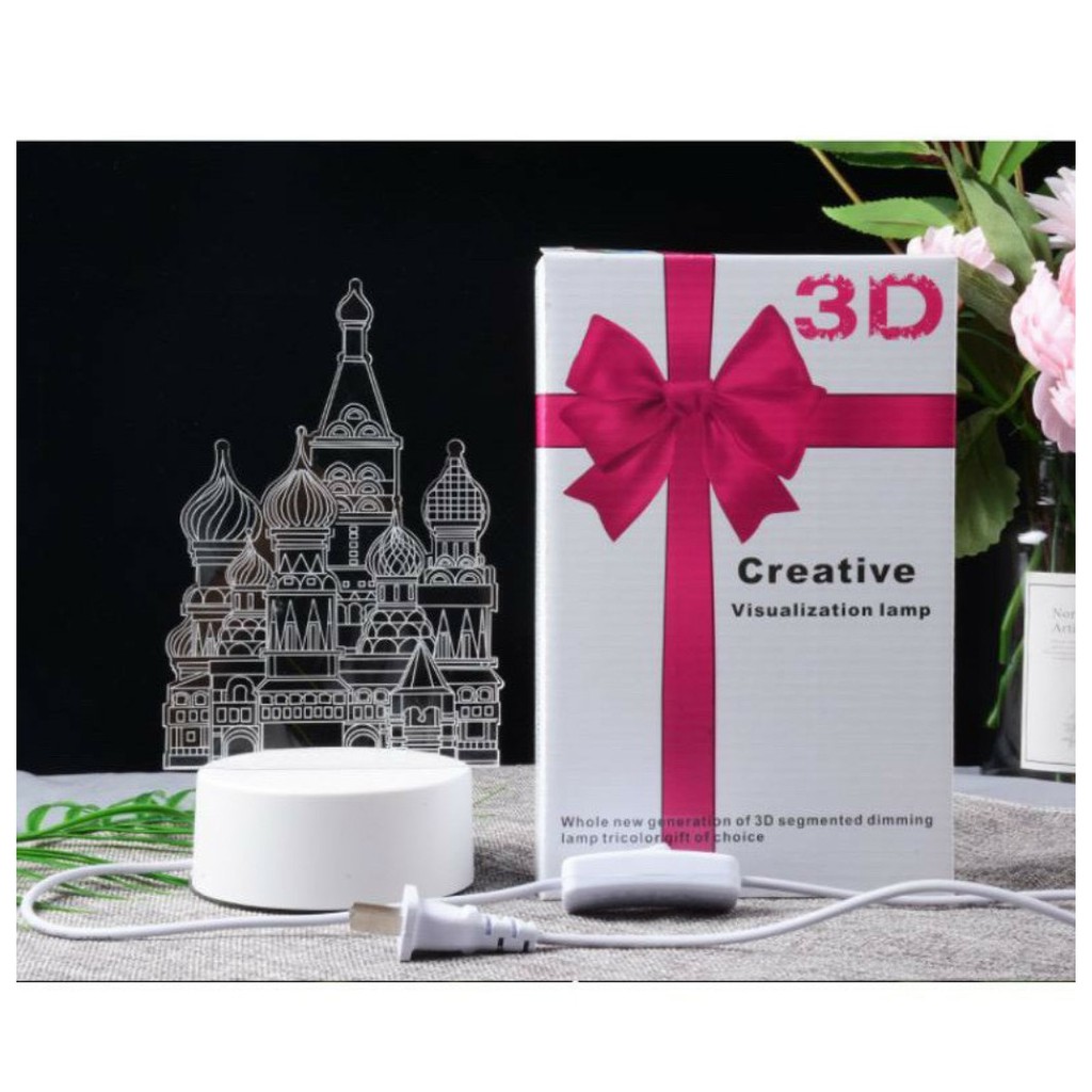 Đèn Ngủ 3D Để Bàn Kiểu Dáng Sáng Tạo Thay Đổi 3 Màu Sắc