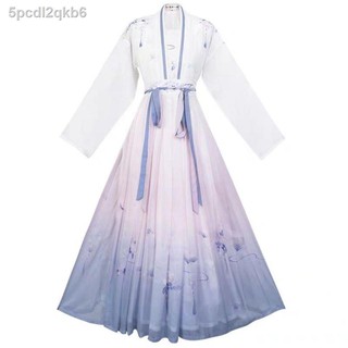 Hanfu nữ sinh xuân hè tân siêu tiên phong cách Trung Hoa cổ đại tao nhã cảnh xưa mềm mại eo ngực đầy đặn bộ váy ng