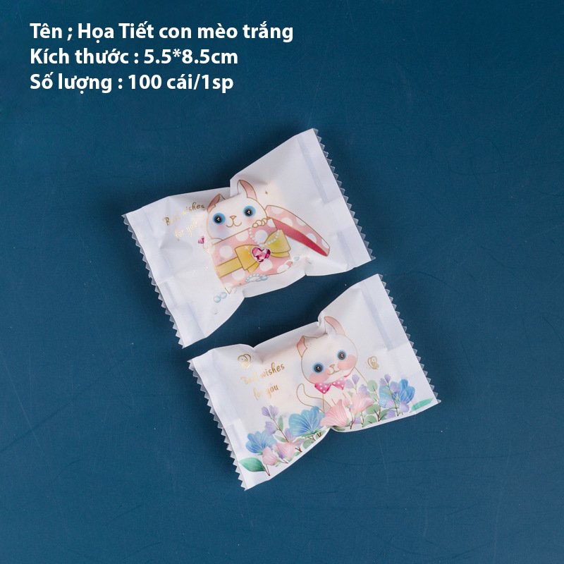 Túi đựng bánh kẹo, Họa tiết Mèo trắng nhiều loại - BB29 - KING OFF OPP