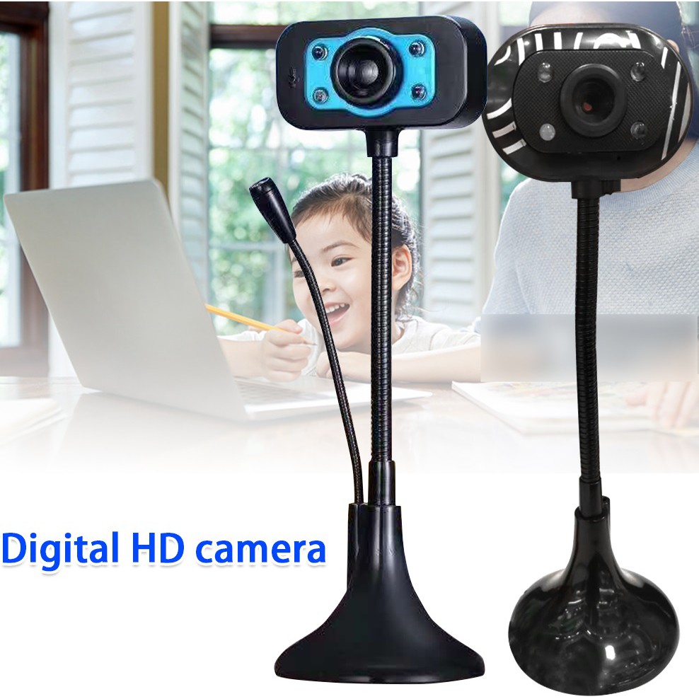 (Bảo hành 06 tháng) Webcam Chân Cao có mic dùng cho máy tính có tích hợp mic và đèn Led trợ sáng - Webcam máy tính để bà