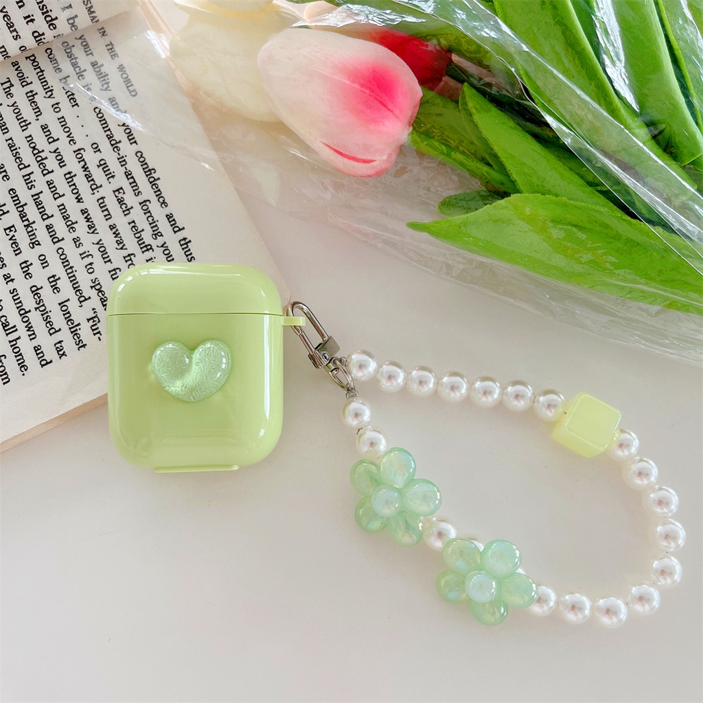 Vỏ Bảo Vệ Hộp Sạc Tai Nghe AirPods Pro AirPods 1 2 3 Màu Hồng Gắn Hoa Và Ngọc Trai Giả Dễ Thương
