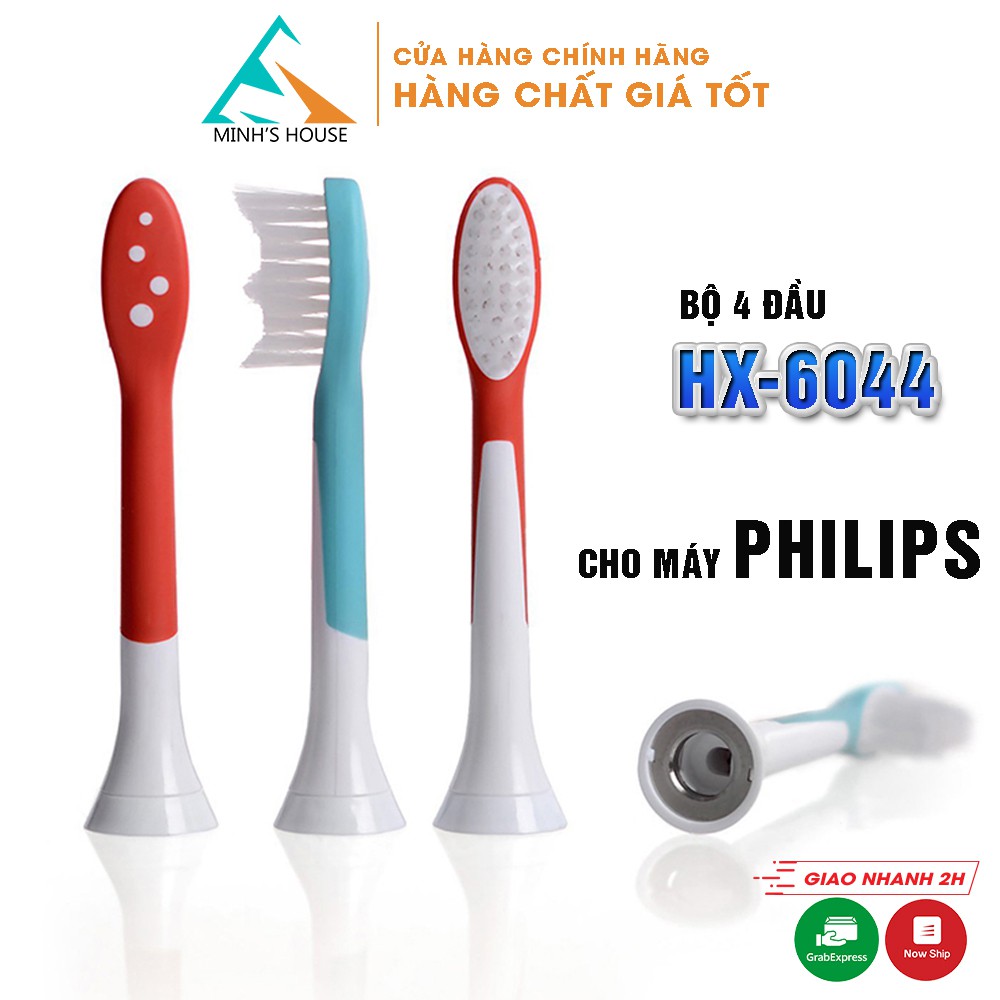 Philips Sonicare, HX-6044, Bộ 4 đầu bàn chải đánh răng điện đủ dòng, Minh House