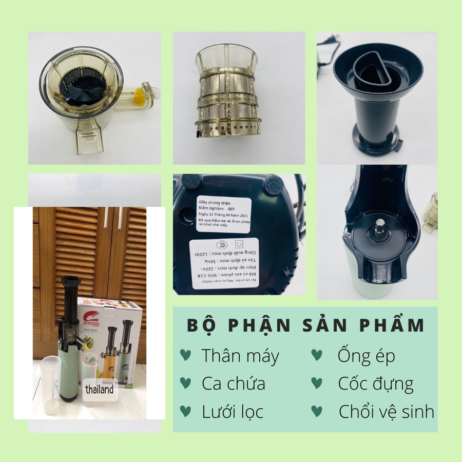 Máy Ép Chậm Ép Trái Cây Rau Củ Quả Jiplaithemis JL01, Kiệt Bã, công nghệ Thái Lan - nhỏ gọn tiện lợi Bảo hành 24 tháng