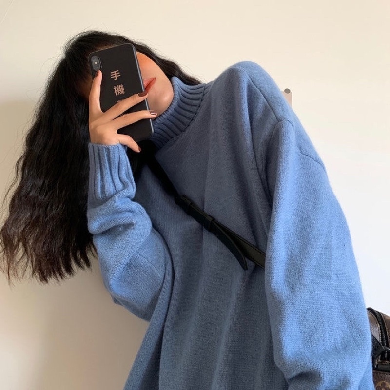 Áo Len Cổ Cao Ulzzang Áo Len Cổ Cao Phong Cách Hàn Quốc Hàng Quảng Châu Siêu Đẹp (Ảnh Thật Ở Cuối) - Hàng mới về