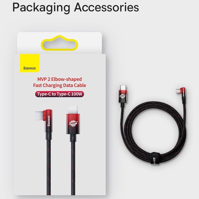 Cáp sạc siêu nhanh C to C chữ L Baseus MVP 2 Elbow-shaped Fast Charging Data Cable 100W cho Điện Thoại Máy Tính Laptop