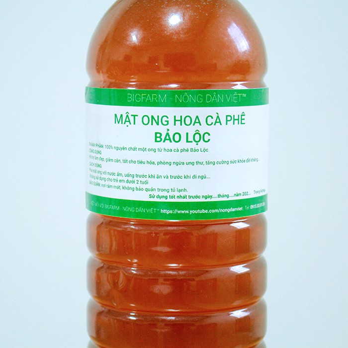 Mật ong hoa cà phê bảo lộc BigFarm nguyên chất hàng chuẩn loạt 1 lít - 1,3 kg