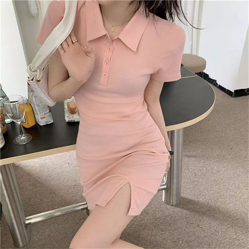 AMOI Đầm Cổ Polo Họa Tiết Sọc Caro Ngọt Ngào Cho Nữ