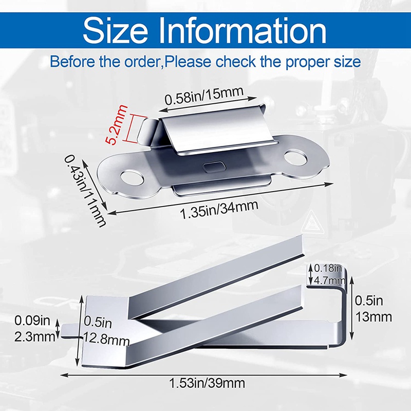 Set 12 kẹp kính cho máy in 3D Creality Ender 3 Pro, Ender 3S,Ender 5 Pro,CR-20 PRO,CR-10S Pro